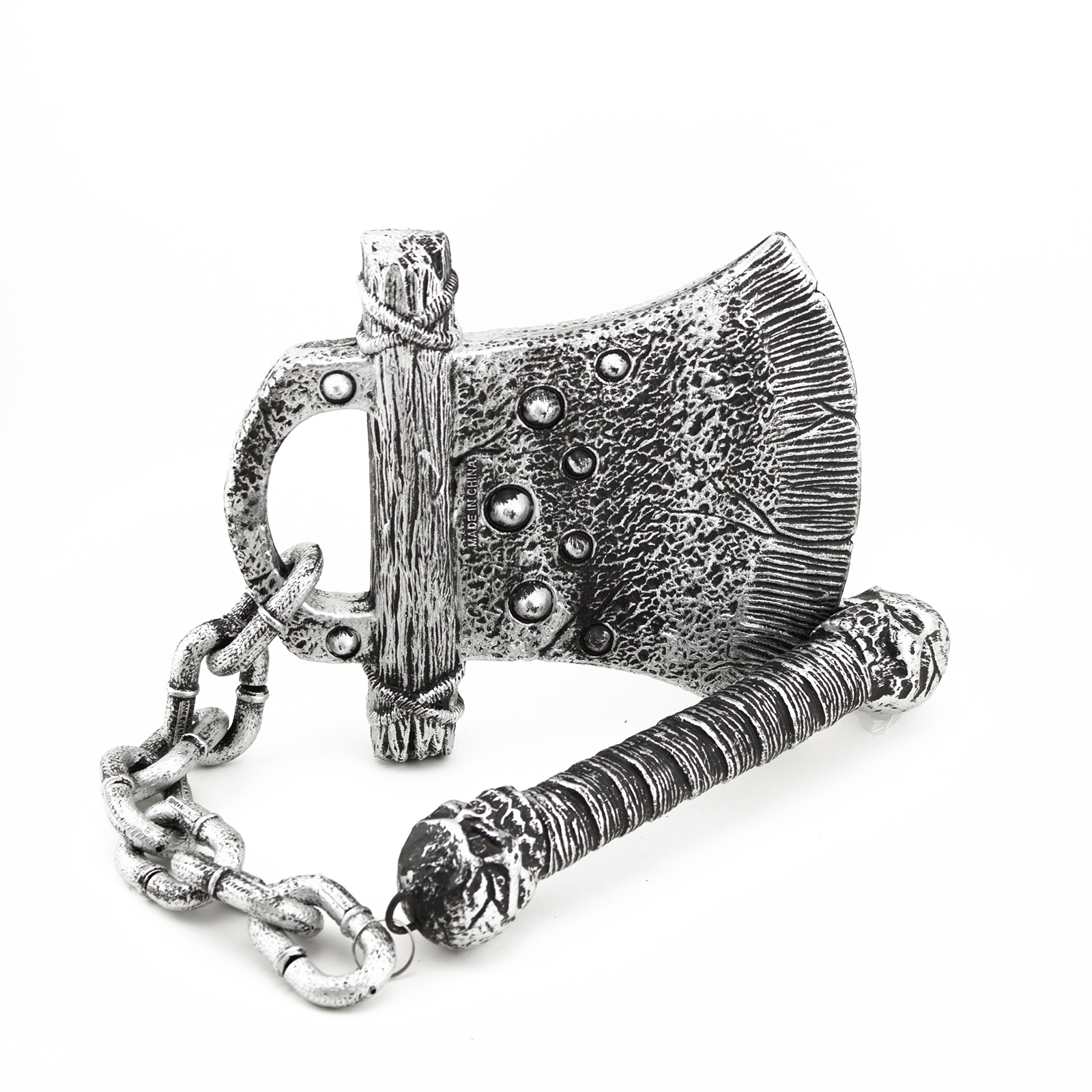 Plastic Kids Halloween Costume Accessory Axe Chain Mace With Skull